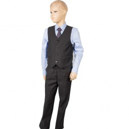 (Артикул 5099-1Ж) Детский черный в полоску классический костюм (брюки+жилет)